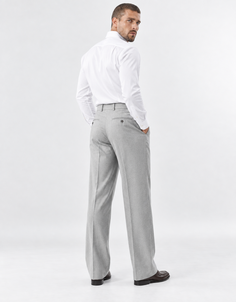 The Windsor Wide-Leg Wool Trousers - Grey