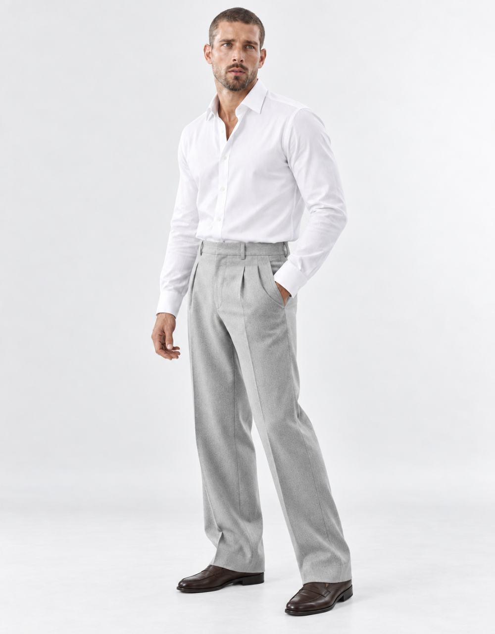 The Windsor Wide-Leg Wool Trousers - Grey
