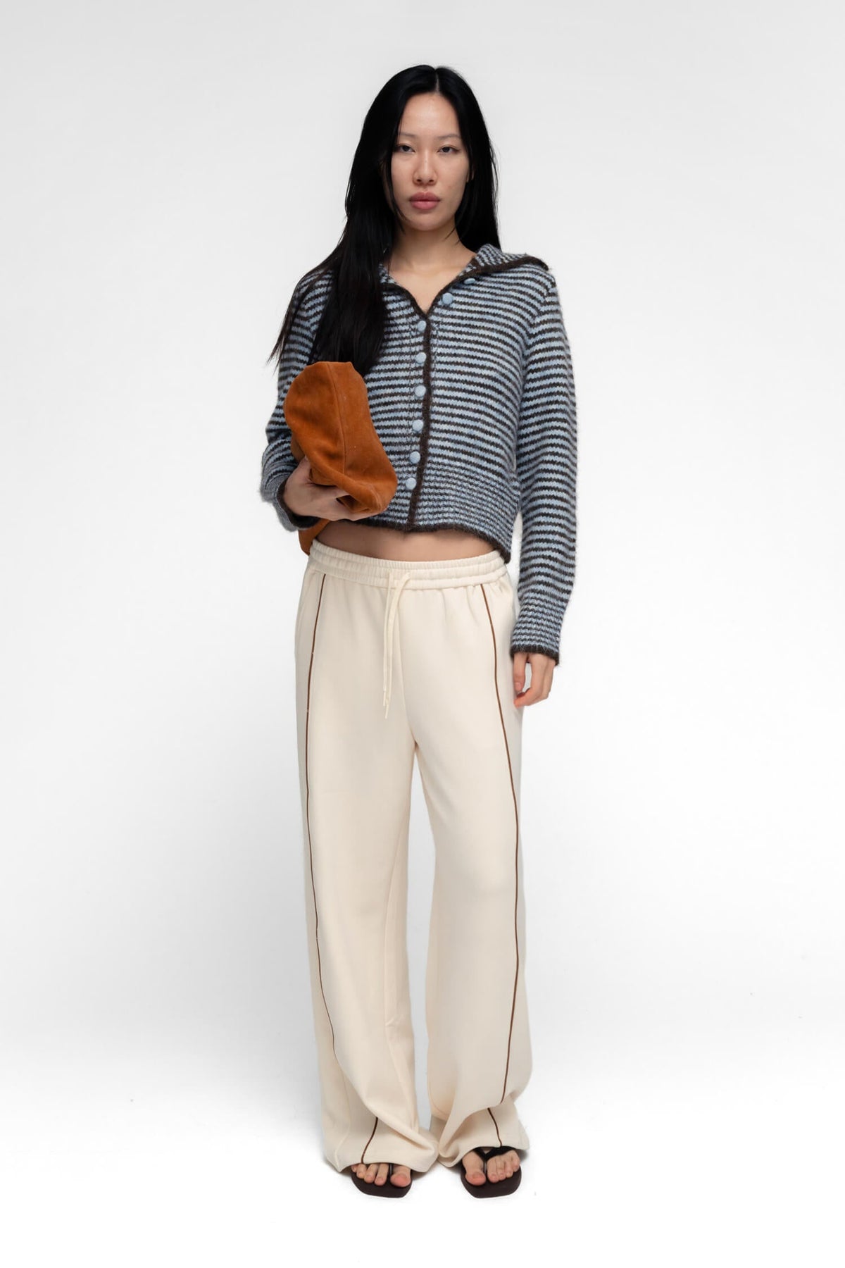 Ho-Sook KNIIT CARDIGAN IN BLUE STRIPE