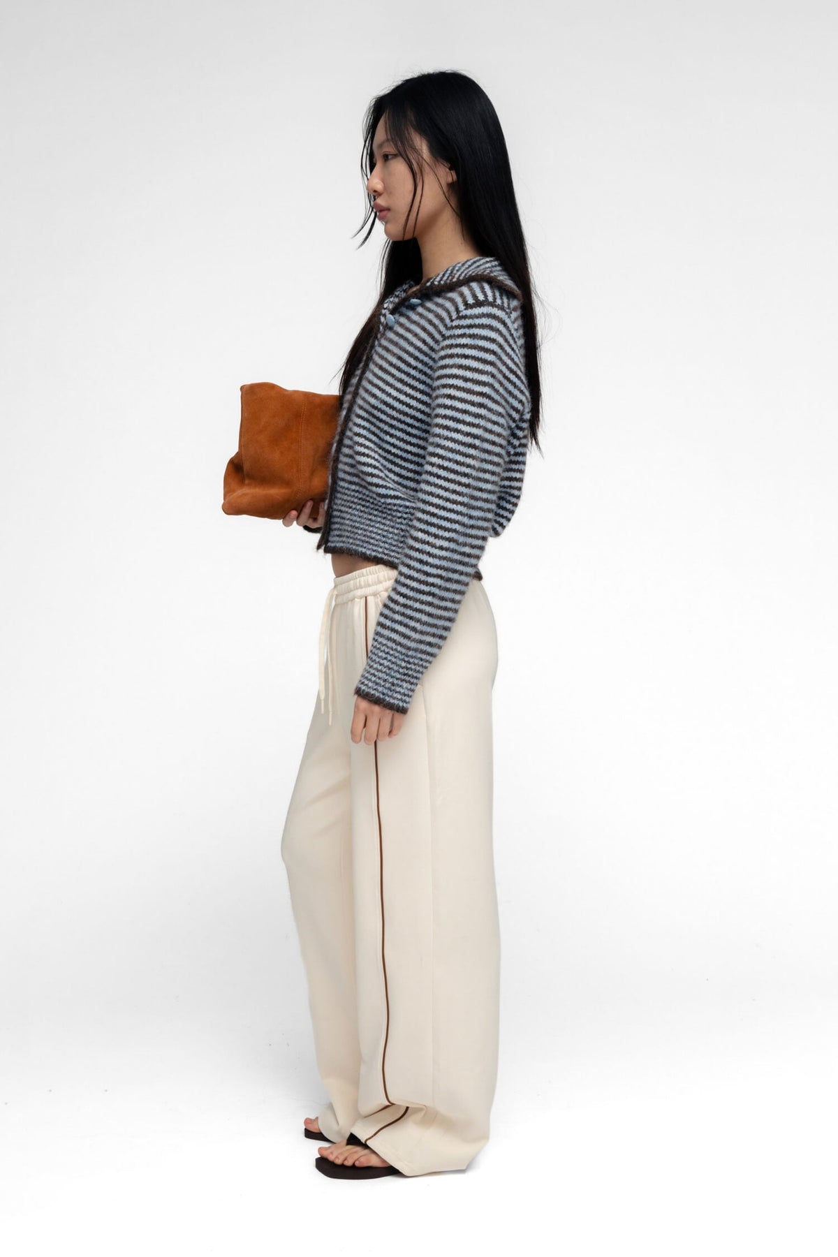 Ho-Sook KNIIT CARDIGAN IN BLUE STRIPE