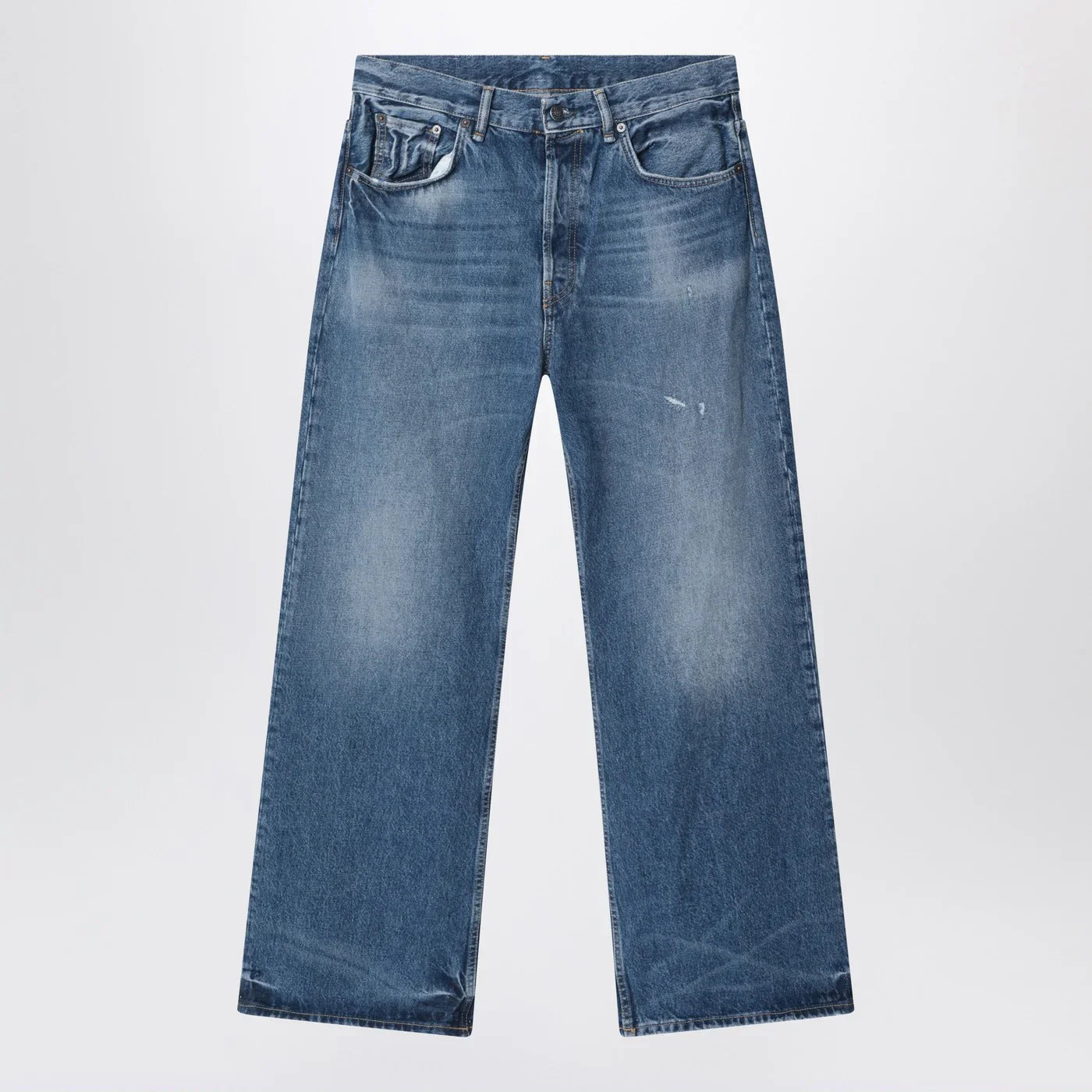 Faded Blue Cotton Denim Jeans for Comfort