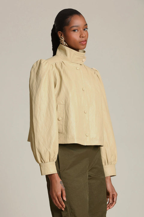 Faux-Ever Leather Puff Sleeve Jacket