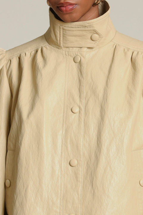 Faux-Ever Leather Puff Sleeve Jacket