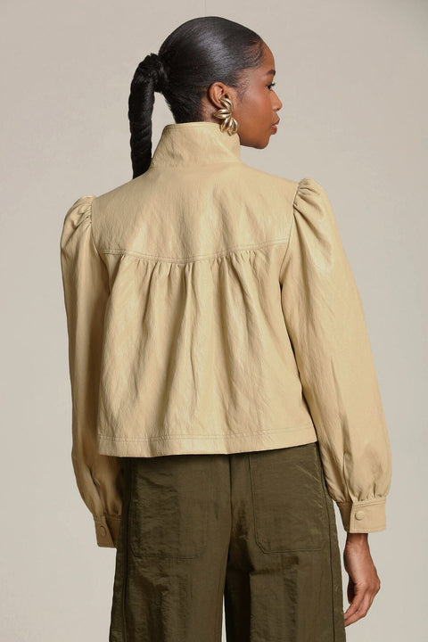 Faux-Ever Leather Puff Sleeve Jacket