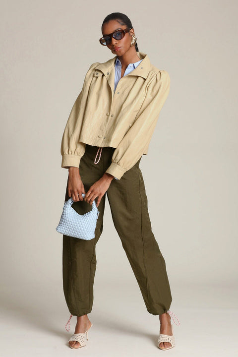 Faux-Ever Leather Puff Sleeve Jacket