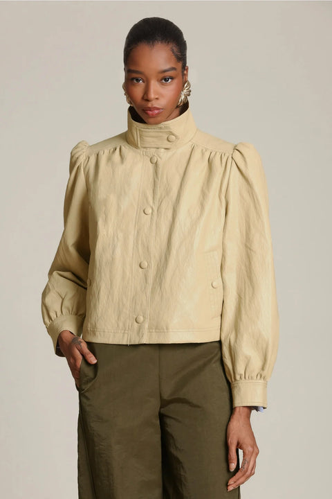 Faux-Ever Leather Puff Sleeve Jacket
