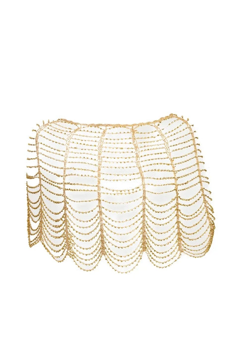 Festive Scallop Beaded Capelet Gold
