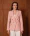 Fitted Double-Breasted Tweed Blazer with Subtle Threads