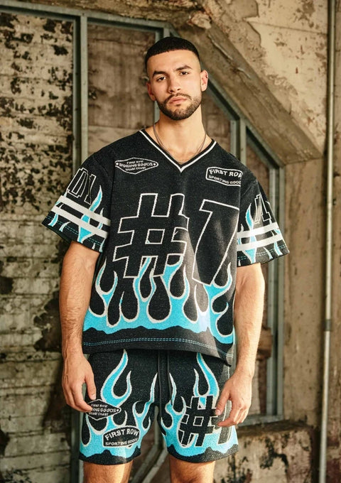 Flame Varsity Jacquard Knit Tee