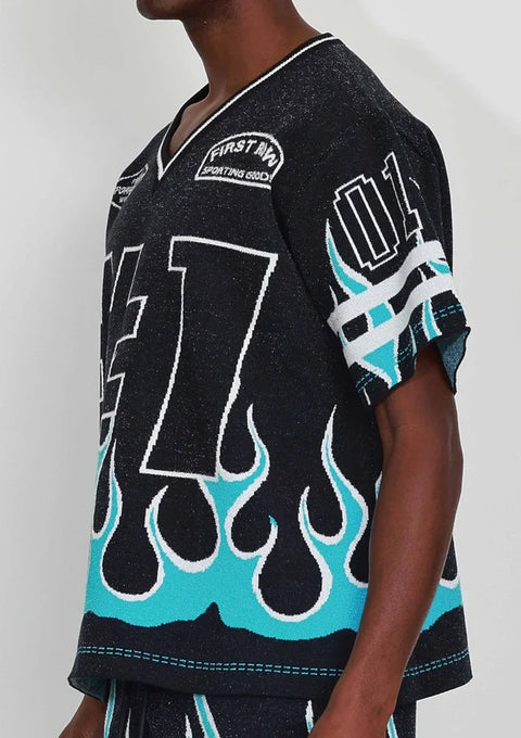 Flame Varsity Jacquard Knit Tee