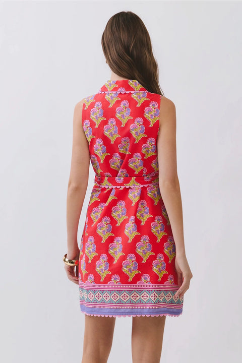 Floral Print Mini Shirt Dress with Belted Waist