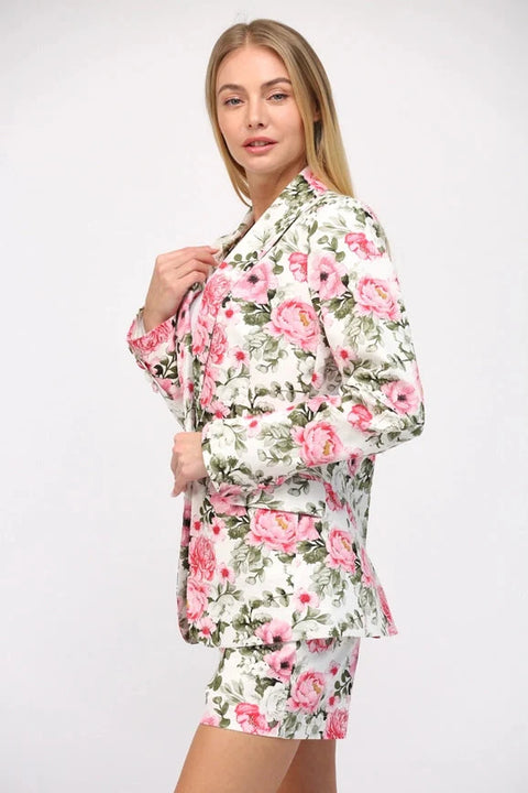 Floral Print Cotton Blazer