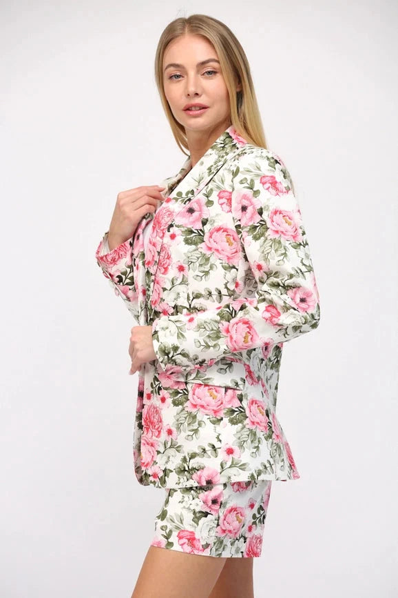 Floral Print Cotton Blazer