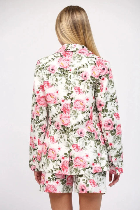 Floral Print Cotton Blazer