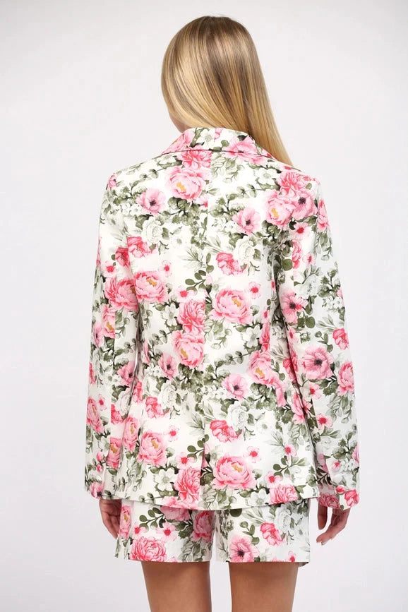 Floral Print Cotton Blazer