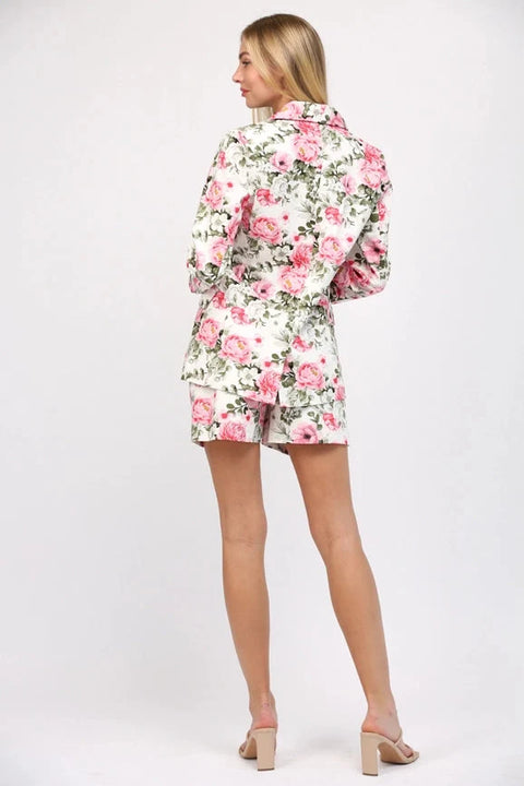 Floral Print Cotton Blazer
