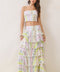 Floral Print Tiered Ruffle Maxi Skirt