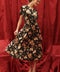 Floral Velvet Splice Shirred Waist Midi Dress