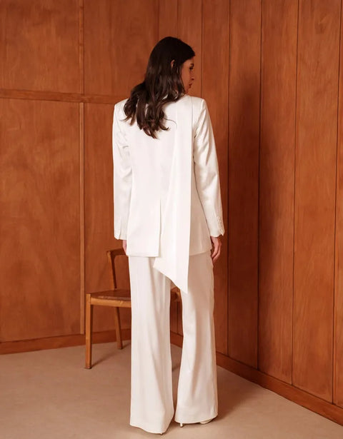 Fluid Satin Jacket with Scarf