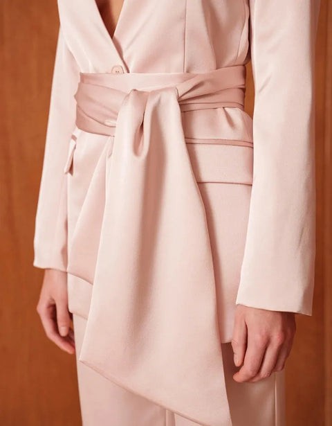 Fluid Satin Jacket with Scarf