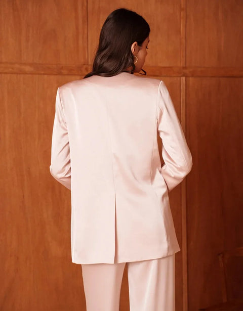 Fluid Satin Jacket with Scarf