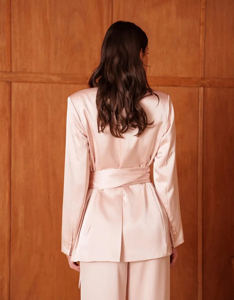 Fluid Satin Jacket with Scarf