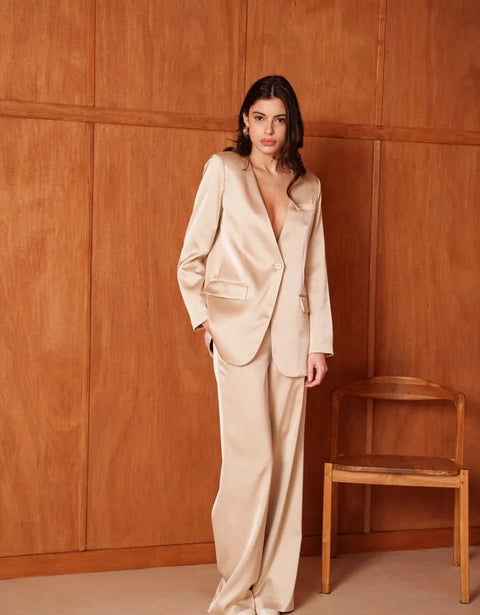 Fluid Satin Jacket with Scarf
