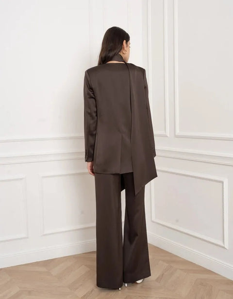 Fluid Satin Jacket with Scarf