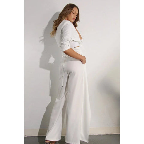 Fly Away Back Tie Pants WHITE