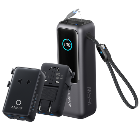 Anker Laptop Power Bank (25K, 165W, Built-In and Retractable Cables)