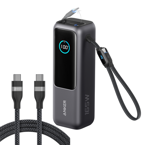 Anker Laptop Power Bank (25K, 165W, Built-In and Retractable Cables)
