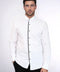 Black Stripe Detailed White Men Tuxedo Shirt - Wessi