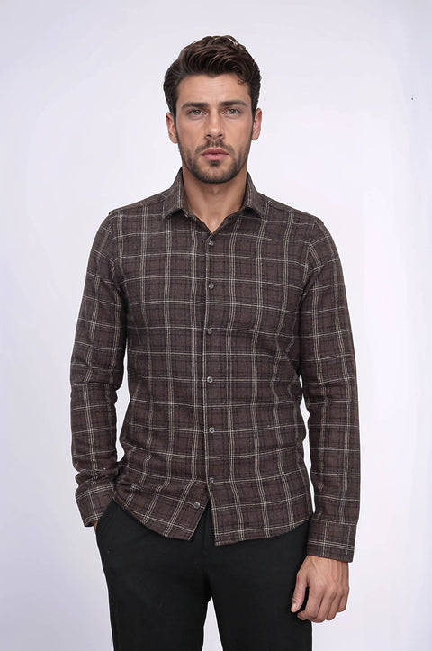 Checked Brown Men Lumberjack Shirt - Wessi