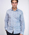 Blue Damask Pattern Slim Fit Shirt - Wessi