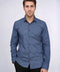 Houndstooth Pattern Slim Fit Navy Blue Men Shirt - Wessi