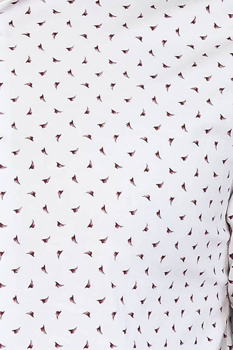 Men’s White Shirt with Minimal Burgundy Pattern – Wessi