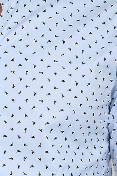 Men’s Light Blue Shirt with Minimal Black Pattern – Wessi