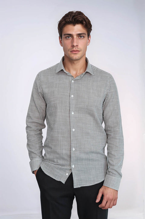 Houndstooth Pattern Green Men Shirt - Wessi