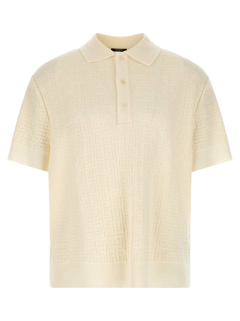 Balmain Monogram Jacquard Polo Shirt