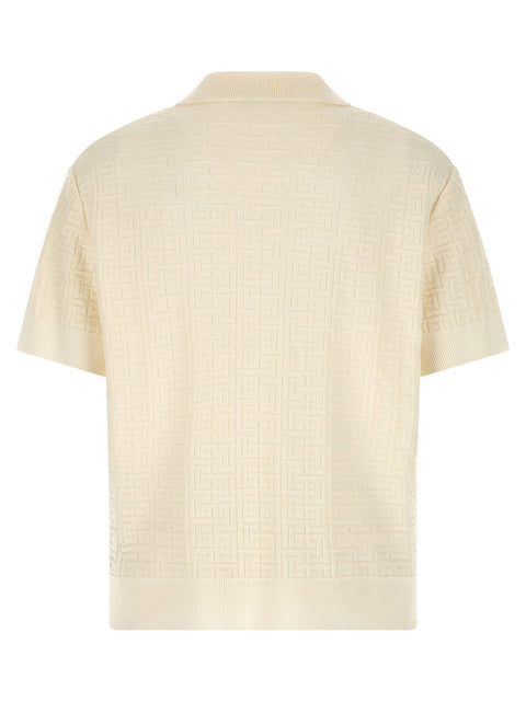 Balmain Monogram Jacquard Polo Shirt
