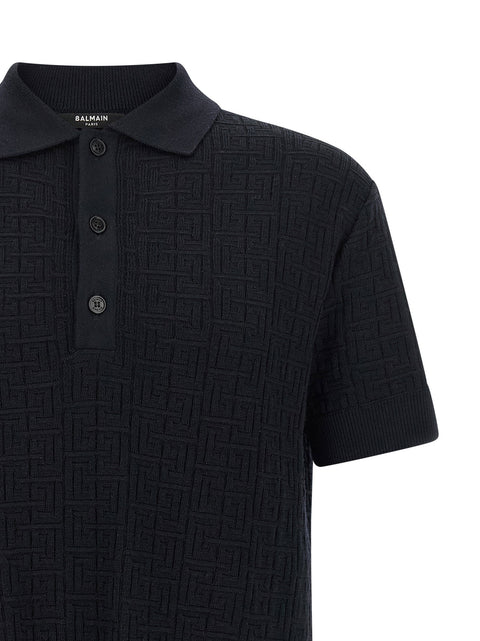 Balmain Monogram Knit Polo Shirt