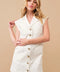 Garment Washed Collared Cargo Twill Dress White Women’s Dress
