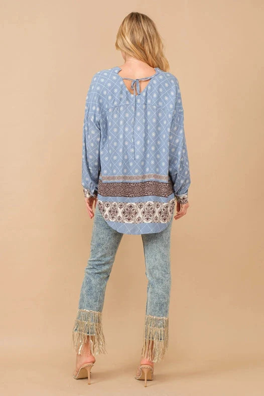 Garment Washed Side Sequin Tape Fringe Denim Jeans Med Wash