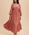 Gathered Long Sleeve Maxi Dress