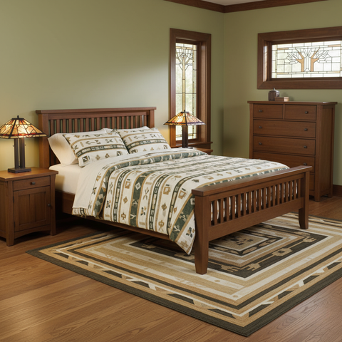 Mission Quarter Sawn Oak Slat Bed - Walnut