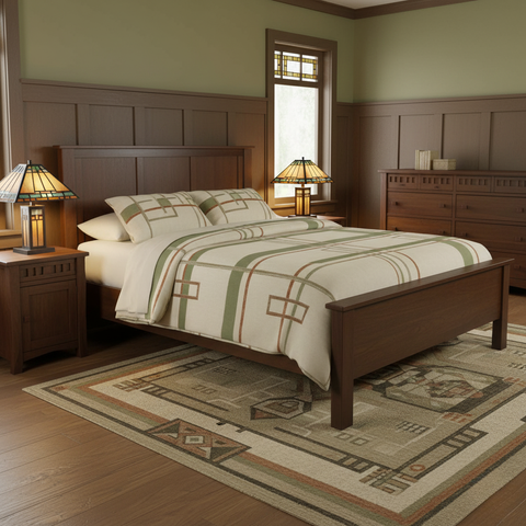 Mission Oak Panel Bed - Walnut
