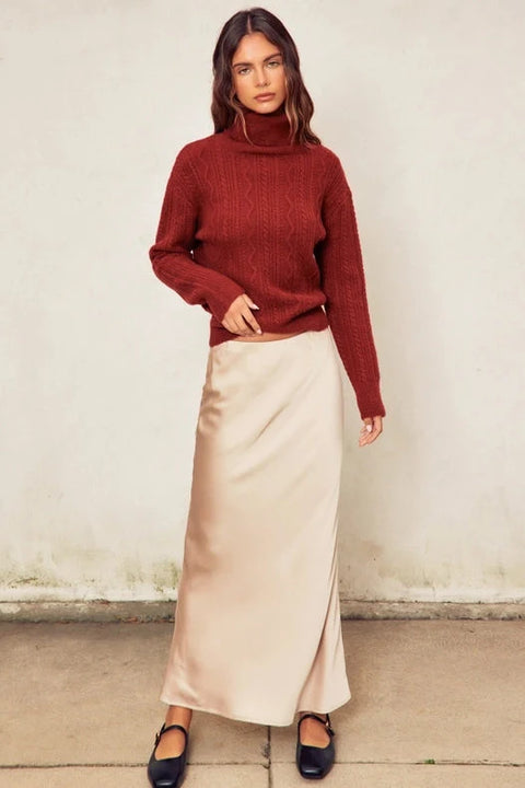 Going Out Pull On Maxi Skirt - CHAMPAGNE