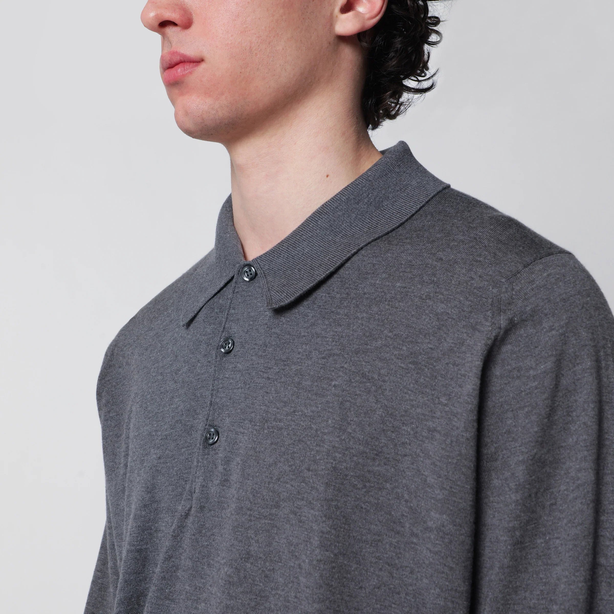 Gray Cotton Polo Shirt Breathable Comfort Everyday Wear