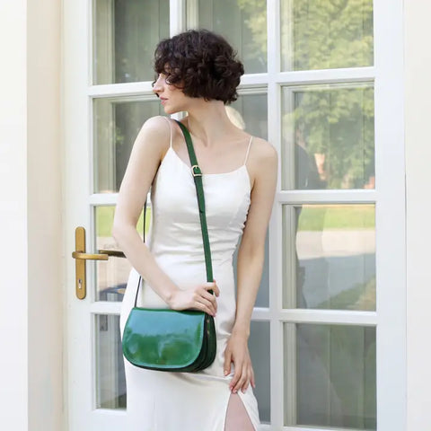 Green Leather Cross Body Bag - Moonfleet