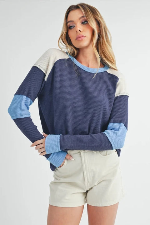 Gretel Colorblock Layering Top - Blue